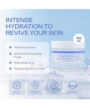 Jigott Hyaluronic Acid Water Bomb Cream Net 150ml/5.1 fl.oz - Refreshing and Moisturizing Without Any Stickiness (Hyaluronic Acid) - Buy Online on GoSupps.com