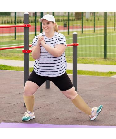 Putuo Compression Stockings for Men & Women - Oversize Thrombosis Socks | Open Tip Support Stockings for Flight & Running - XXL Beige - Buy Online on GoSupps.com