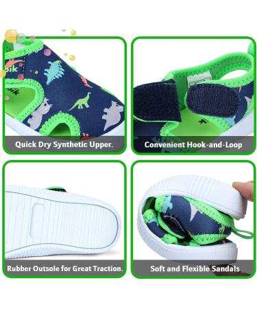 Tombik Toddler Aquatic Water Shoes - Beach Sandals for Boys/Girls (8 Toddler, Blue/Green/Dinosaur) - Buy Online on GoSupps.com