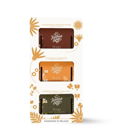 The Handmade Soap Company Bar Soap 3 Pack Coriander Seed Geranium & Vetiver Lemongrass & Cedar Lavender Rosemary Thyme & Mint Soaps Gift Set Handmade Bar of Soap Vegan Hand Soap 3.5 oz Each
