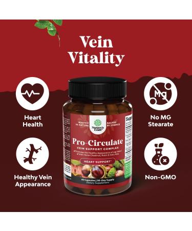 Vein Support Supplements Leg and Veins - Full Body Circulation Supplement for Spider & Varicose Veins and Improved Flow with Horse Chestnut Extract - Vegan Non-GMO Capsules - 60 Count (2 Pack) 60 Count (Pack of 2) - Buy Online on GoSupps.com