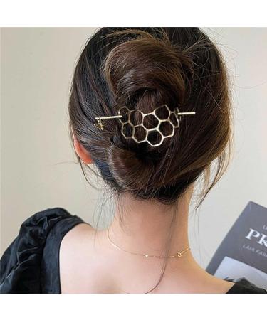 Iaceble Minimalist Honeycomb Hair Clip - Gold Bee Hair Sticks Barrette for Women and Girls - Buy Online on GoSupps.com