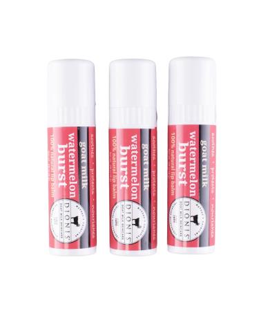 Dionis Goat Milk Skincare Watermelon Holiday Lip Balm Gift Set - Beeswax Shea Butter & Coconut Oil Lip Care Products Made in The USA - Cruelty Free Lip Moisturizer for Chapped Lips 0.28oz 3 Pack