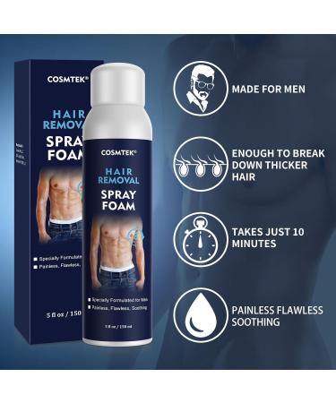 Effective Hair Removal Spray Foam for Men | No Irritation Cream for Underarms Chest Back & Legs | Safe for All Skin Types - Buy Online on GoSupps.com