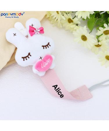Personalized Cotton Pacifier Chain with Name Clip | Panny & Mody Baby Shower Gift | Rabbit-White Pacifier Holder - Buy Online on GoSupps.com