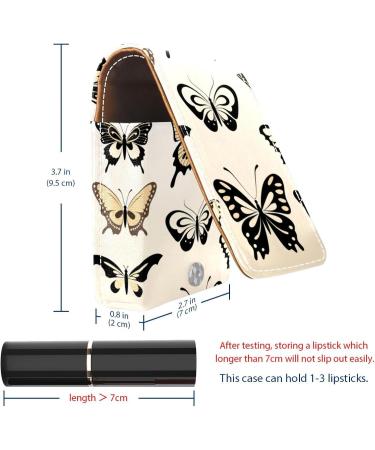 Travel Lipstick Organizer Case - Portable Makeup Bag with Mirror & Hand-Drawn Butterflies Design | Shop Now - Buy Online on GoSupps.com