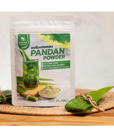 Premium Pandan Leaf Powder - Natural Green Food Coloring for Pandan Latte, Juice, Thai Tea - 100g (3.5 oz) Pack - No Sugar Added - by NESAR FOOD - Buy Online on GoSupps.com