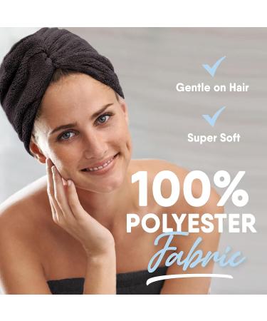 MICRODRY Ultra-Absorbent Hair Towel Wrap - Quick-Drying Microfiber for All Hair Types - Machine-Washable Anti Frizz Hair Care - Black, One Size Fits All - Buy Online on GoSupps.com