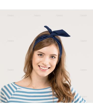 9 Pack Solid Color Twist Bow Headbands for Women Girls - AUEAR Rabbit Ear Bow Head Wraps Hair Accessories - Buy Online on GoSupps.com