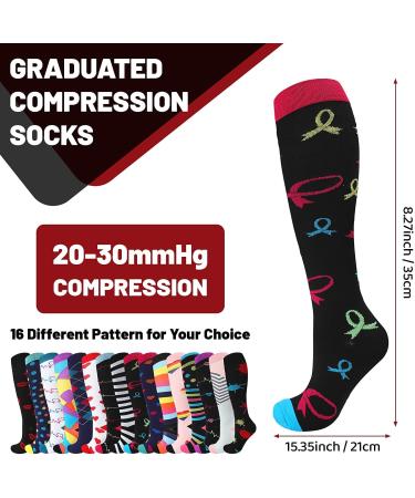 Shinymoon 16 Pairs Compression Socks for Men & Women - Wide Calf 20-30 mmHg Knee High Support Stockings for Athletic Travel & Nursing - Buy Online on GoSupps.com