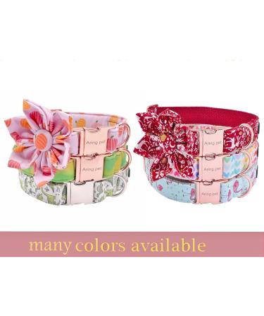 Aring Pet Dog Collar with Removable Flower | Halloween Pink Pumpkin Adjustable Dog Collar with Metal Buckle | Customizable & Stylish for Small Dogs - Buy Online on GoSupps.com