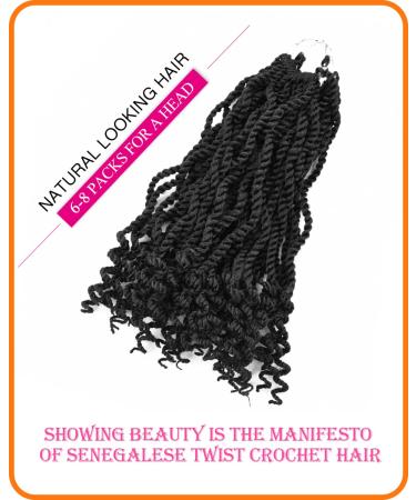 TOZIKA 12 Inch Wavy Senegalese Twist Crochet Hair 6 Pack - Pre-twisted Kids Crochet Hair for Black Women - Synthetic Hair Extension in 1B Color - Buy Online on GoSupps.com