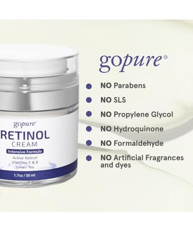 goPure Retinol Face Cream - Anti Wrinkle Night Moisturizer for Youthful Glow 1.7oz - Buy Online on GoSupps.com