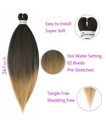 Pre-Stretched Braiding Hair Extensions - 5 Bundles of Yaki Synthetic Hair Medium Brown & Dark Blonde 26 - Perfect for Crochet Twists - Buy Online on GoSupps.com