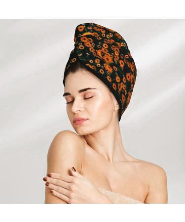 Hair Towel Wrap - Quick Drying Hair Turban with Button - Soft Daisies Design for Easy Use - Buy Online on GoSupps.com