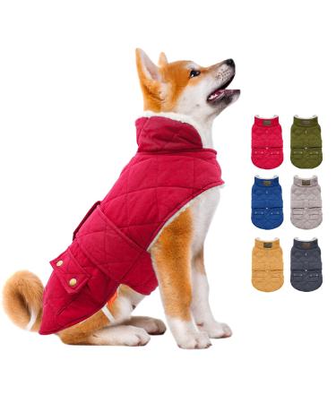 KYEESE Dog Cold Weather Coats Windproof Padded Sherpa Warm Dog Jacket for Small Medium Large Dogs with Leash Hole Dog Apparel XX-Large 2# Red