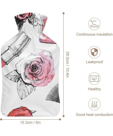 Flower Lipstick Hot Water Bottle with Plush Cover - Hand Warmer for Adults & Children - 26.5x15.3cm - International Shipping Available - Buy Online on GoSupps.com