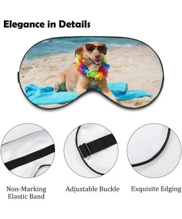 Adjustable Dog at Beach Sleep Mask for Men and Women - LynaRei Relaxing and Soft Eye Cover for Travel and Nap - Style 5 - Buy Online on GoSupps.com