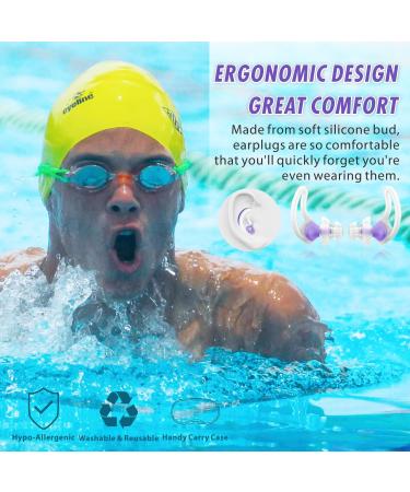 Hearprotek 2 Pairs Custom-Fit Swimmer Ear Plugs for Adults - Purple | Water Protection for Swimming, Showering, and Water Sports - Buy Online on GoSupps.com
