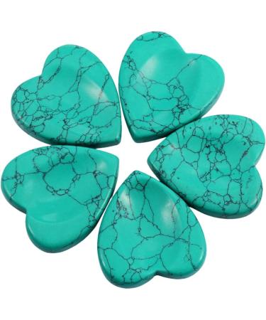 MookaiTedecor Green Turquoise Howlite Massage Stones - Heart-Shaped Healing Reiki Crystals (Pack of 2 47x44x7mm) - Buy Online on GoSupps.com