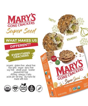 Mary's Gone Crackers Super Seed Crackers - Organic Plant-Based Protein, Gluten-Free Everything Flavor - 5.5 Ounce Pack - Buy Online on GoSupps.com