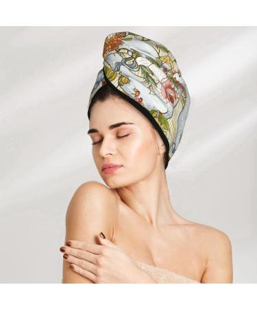Soft Super Absorbent Ducks and Flowers Microfiber Hair Towel Wrap for Women - Quick Dry Coral Velvet Cap for Long Curly & Thick Hair - Buy Online on GoSupps.com