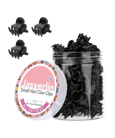JASVERLIN Mini Hair Clips Black Non-Slip Small Hair Claw Clips Plastic Short Hair Accessories for Women Girls 50 pcs (Black)