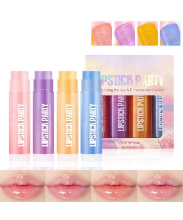 4-Pack Shimmer Lip Balm Set Hydrating Gloss for Daily Use Great for Party & Holiday Makeup Styles Multicolor One Size One Size Multicolor - Buy Online on GoSupps.com