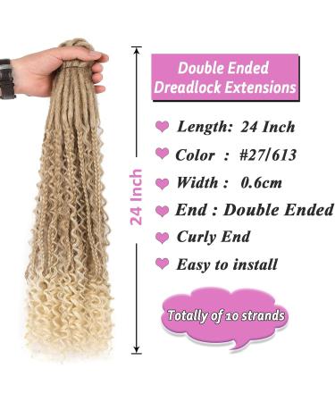 Samtress 24 Inch Boho Double Ended Dreadlock Extensions Ombre Brown Blonde Hippie Dreads 10 Strands Thin 0.6cm Handmade Bohemian Box Braids with Curly Ends for Women (#27613) - Buy Online on GoSupps.com