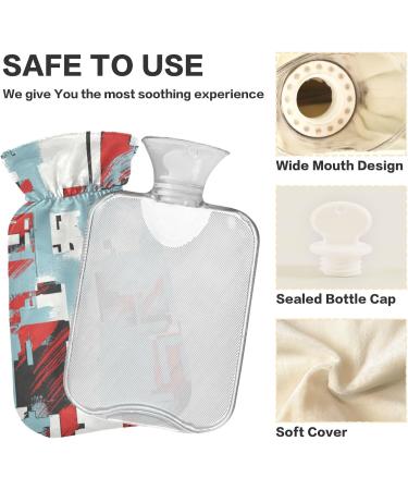 Naanle Hot Water Bottle with Cover - Black Red Karo 1L Heat Bottle for Back Pain Relief & Cold Therapy - Buy Online on GoSupps.com