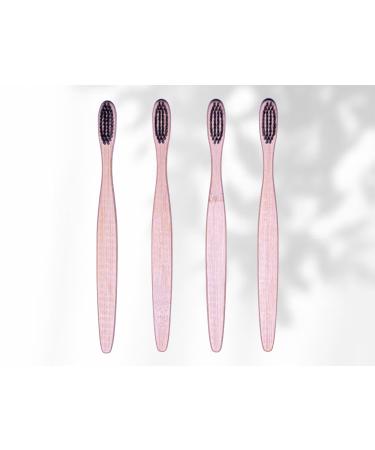 Natureverr Bamboo Toothbrushes 4 Pieces Bristle Toothbrush Eco-Friendly Toothbrushes Biodegradable Toothbrushes Natural Wooden Toothbrush Charcoal Toothbrushes for Daily Uses