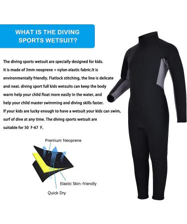 REALON Kids 3mm Neoprene Wetsuit | Long Sleeve Fullsuit for Boys Girls | Thermal Swimsuit for Swimming Diving Surfing | Gray - Large - Buy Online on GoSupps.com