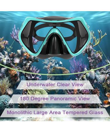 WACOOL Anti-Fog Coated Glass Snorkeling Diving Mask - Malachite Green | Adults, Teens, Kids - Buy Online on GoSupps.com