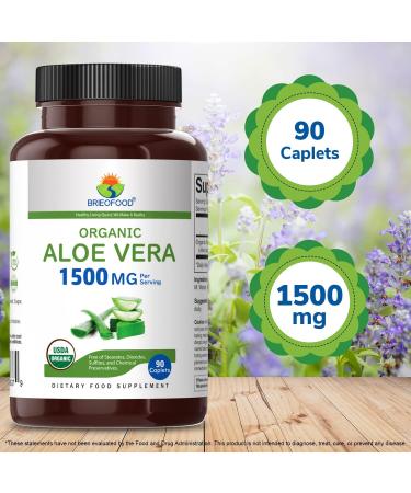 Brieofood Organic Aloe Vera 1500mg 45 Servings Vegetarian Gluten Free 90 Vegetarian Tablets 90 Count (Pack of 1) - Buy Online on GoSupps.com