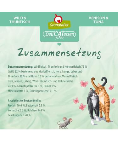 Granatapet Delicatessen Wild & Tuna - Grain & Sugar-Free Gourmet Cat Food - 6 x 85g Wet Food Pack for International Shipping - Buy Online on GoSupps.com