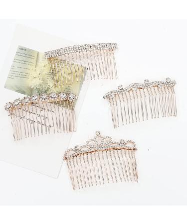 4 Pack Luxury Jeweled Rhinestone Hair Combs - Glitter Sparkly Metal Clips for Women - Buy Online on GoSupps.com