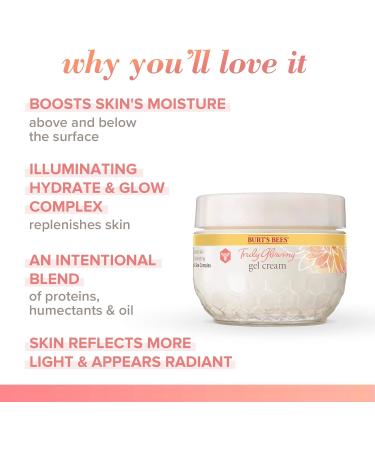 Burt's Bees Truly Glowing Replenishing Gel Face Cream Face Moisturizer for Normal and Combination Skin 99% Natural Origin Developed with Dermatologists 51g Gel Cream With Hydrate and Glow Complex - Buy Online on GoSupps.com