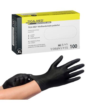 Tiga-Med Nitrile gloves Powder-free black Black Tiga 100 pieces size: X-Large without latex one-off gloves nitrile disposable gloves