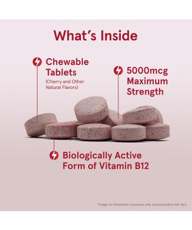 Jarrow Formulas Maximum Strength Methyl B-12 5000 mcg Dietary Supplement - 90 Cherry Chewable Tablets - Bioactive Vitamin B-12 - Supports Cellular Energy Production Sleep & Brain Health (Pack of 12) 6 Count (Pack of 180) S  - Buy Online on GoSupps.com