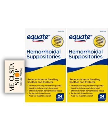 Equate Hemorrhoidal Suppositories 24 Ct (Pack of 02) 48 Total + Me Gustas Sticker - Buy Now - Buy Online on GoSupps.com