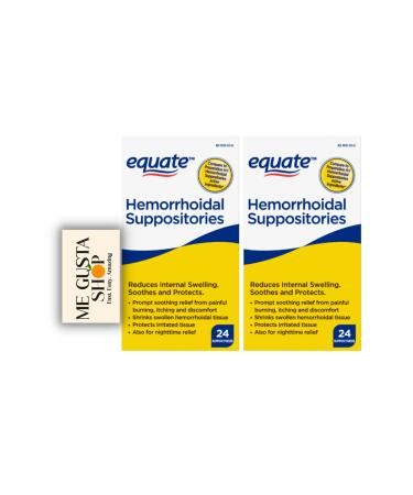 Equate Hemorrhoidal Suppositories 24 Ct (Pack of 02) 48 Total + Me Gustas Sticker