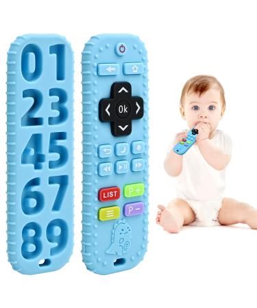 Tooths forces for babies 0-6-12 months gifts silicone remote control baby toothing aid toys for 3 6 9 months toddler autism food quality silicone bathing toys blue