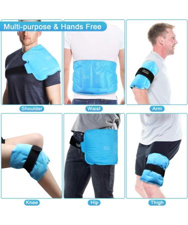Relief Expert Reusable Ice Pack (16 x 9) for Injuries - Cold Compress for Back, Shoulder, Knee, Hip Pain Relief - Flexible, Hands-Free Gel Pack - Swelling, Bruises - Light Blue - Buy Online on GoSupps.com