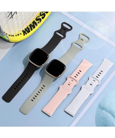 Getino Compatible with Fitbit Sense 2/ Sense Bands/ Versa 4/ Versa 3 Bands Women Men  Silicone Sport Accessories  Band for Fitbit Sense/ Sense 2/ Versa 4/ Versa 3 Watch  Small Black/ Gray/ Pink/ White Small 5.8"-7.6" Black/Gray/Pink/White - Buy Online on GoSupps.com