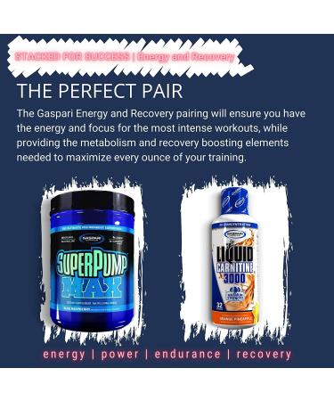 Gaspari Nutrition Liquid L-Carnitine 3000 Stimulant Free Non-GMO Gluten Free Energy Boost & Metabolism Support (32 Servings Orange Pineapple - Buy Online on GoSupps.com
