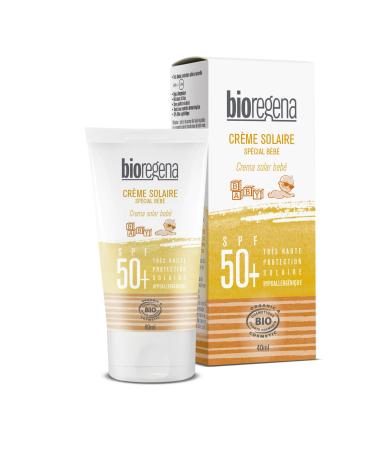Bioregena | Cr me solaire SPF50 B b + 6 mois Bio | Tr s Haute protection solaire | Haute tol rence & R siste l'eau | Hypoallerg nique | P n tre rapidement & Ne colle pas | Made in France | 40 ml