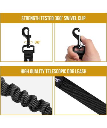 OneTigris Spring Loaded Dog Leash | Nylon with Holding Loops | Adjustable 85.1cm - 118.1cm | Black | International Shipping - Buy Online on GoSupps.com