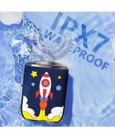 Kids Electric Toothbrush- U-Shaped Ultrasonic, 6 Sonic Clean Modes, IPX7 Waterproof, Rocket Design, Rechargeable Smart Timer Toothbrush for Children 2-6 Years - Blue - Buy Online on GoSupps.com