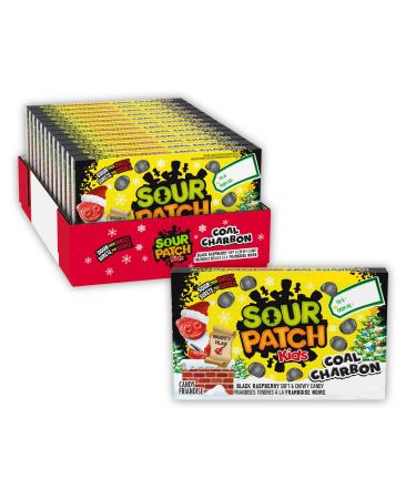 Sour Patch Kids Coal Black Raspberry Flavoured Candy Christmas Treat Holiday Snack Festive Stocking Stuffer 12 Boxes of 100 g 1.2kg