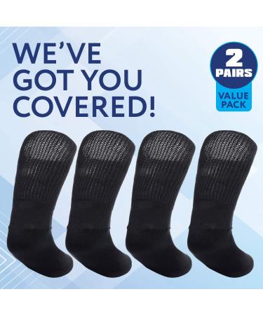 IMPRESA Extra Wide Socks for Men & Women - 2 Pairs for Lymphedema Swollen Feet & Legs - Bariatric Hospital & Cast Socks - Stretches Up to 30 Inches (Black - Buy Online on GoSupps.com